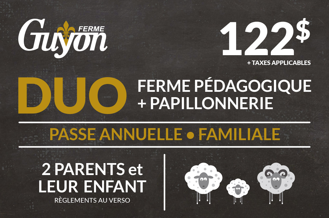 Passe annuelle - 2 ADULTES & 1 ENFANT